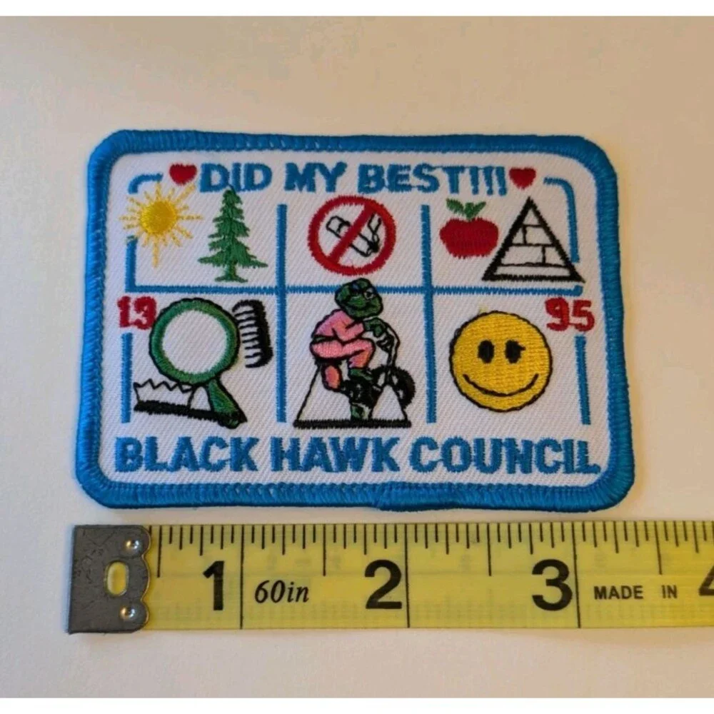 VTG 1990s Girl Scouts USA Wisconsin Black Hawk Council Troop ID Patch Badge Set